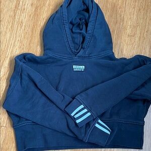 Adidas Dark Blue Hoodie with Light Blue Stripes
